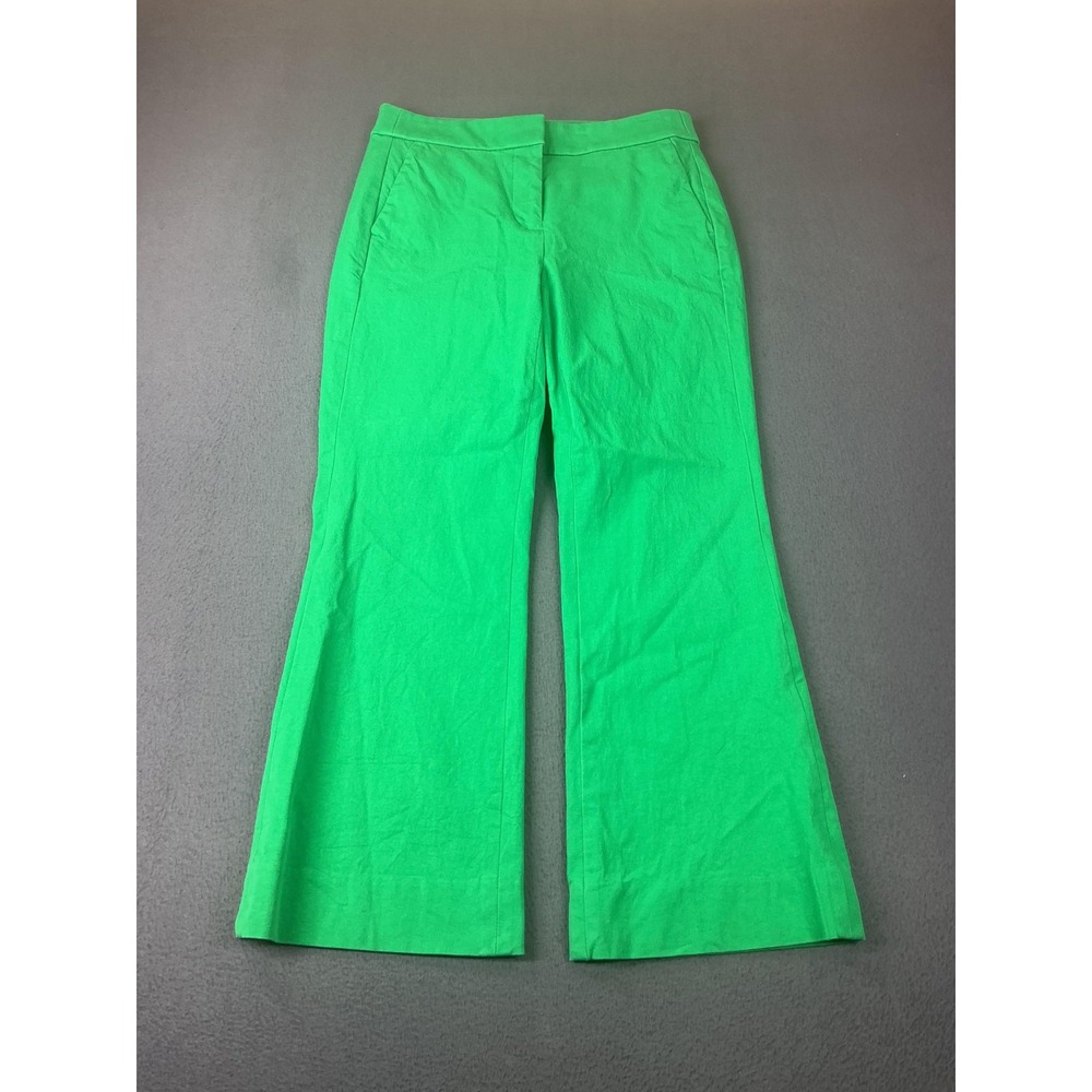 J.CREW Pants Womens 2 Green Kelsey Flared Dress Pants Twill Stretch Pockets